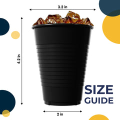 12 Oz. Black Plastic Cups | 100 Count