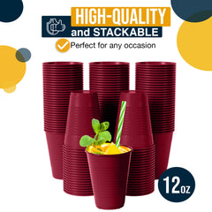 12 Oz. Burgundy Plastic Cups | Case of 600