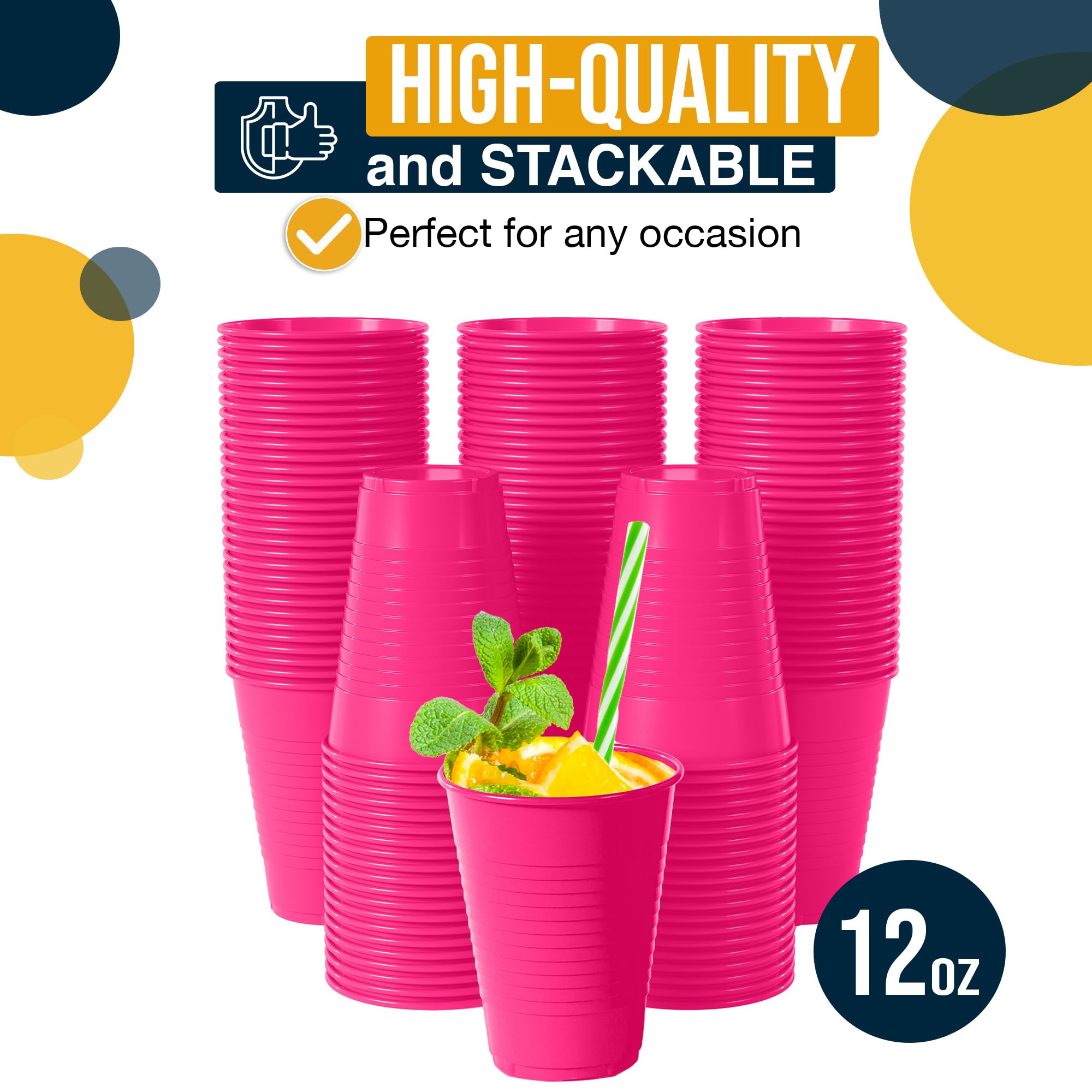 12 Oz. Cerise Plastic Cups | 100 Count