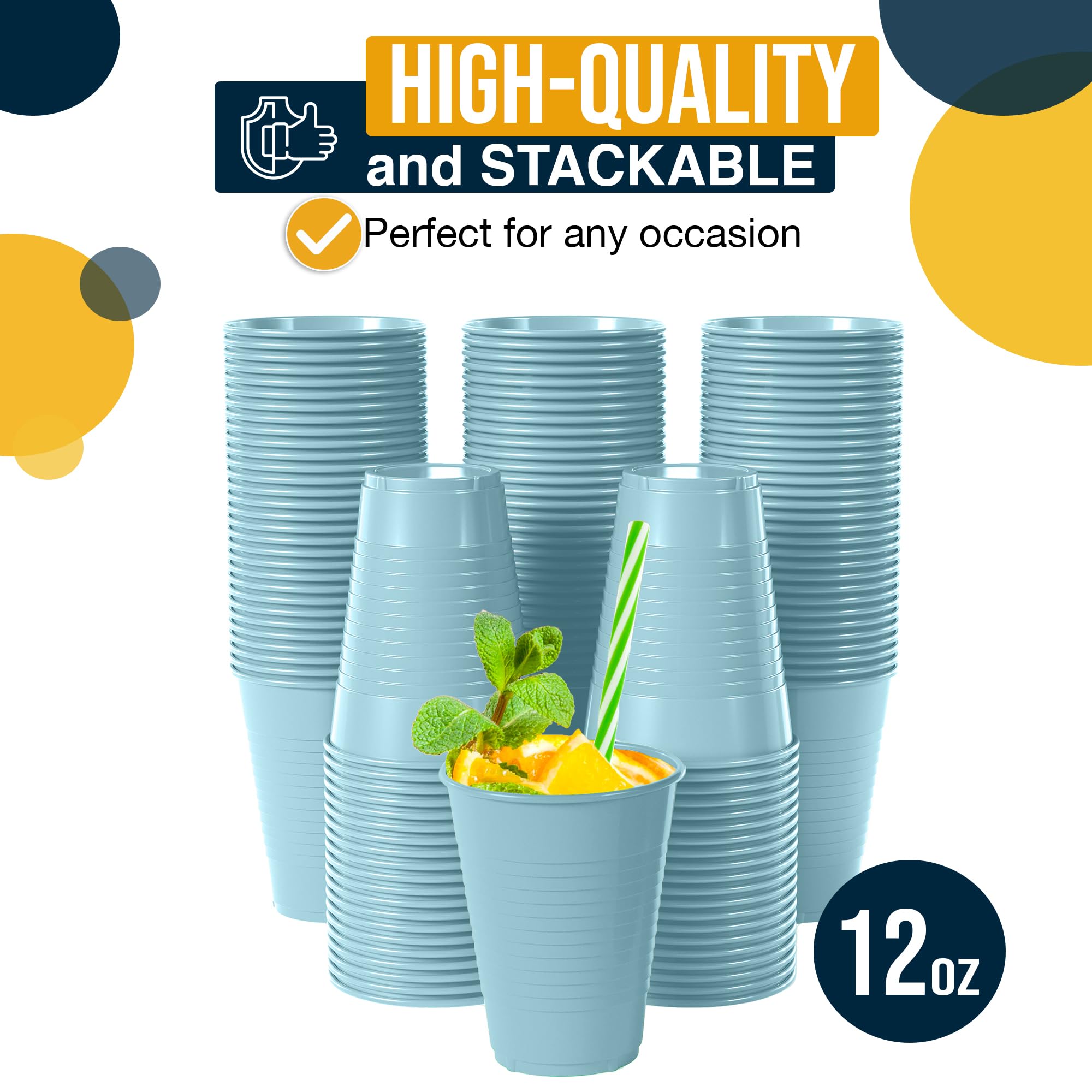 12 Oz. Light Blue Plastic Cups | Case of 600