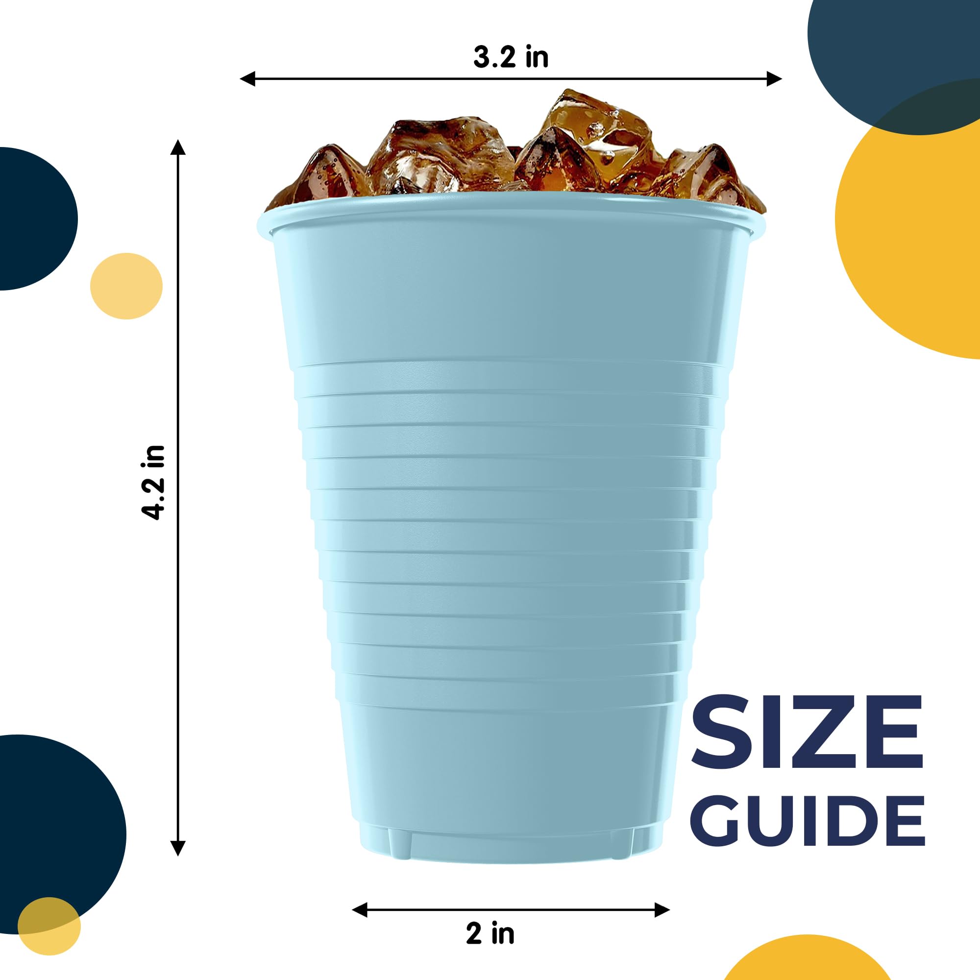 12 Oz. Light Blue Plastic Cups | 100 Count