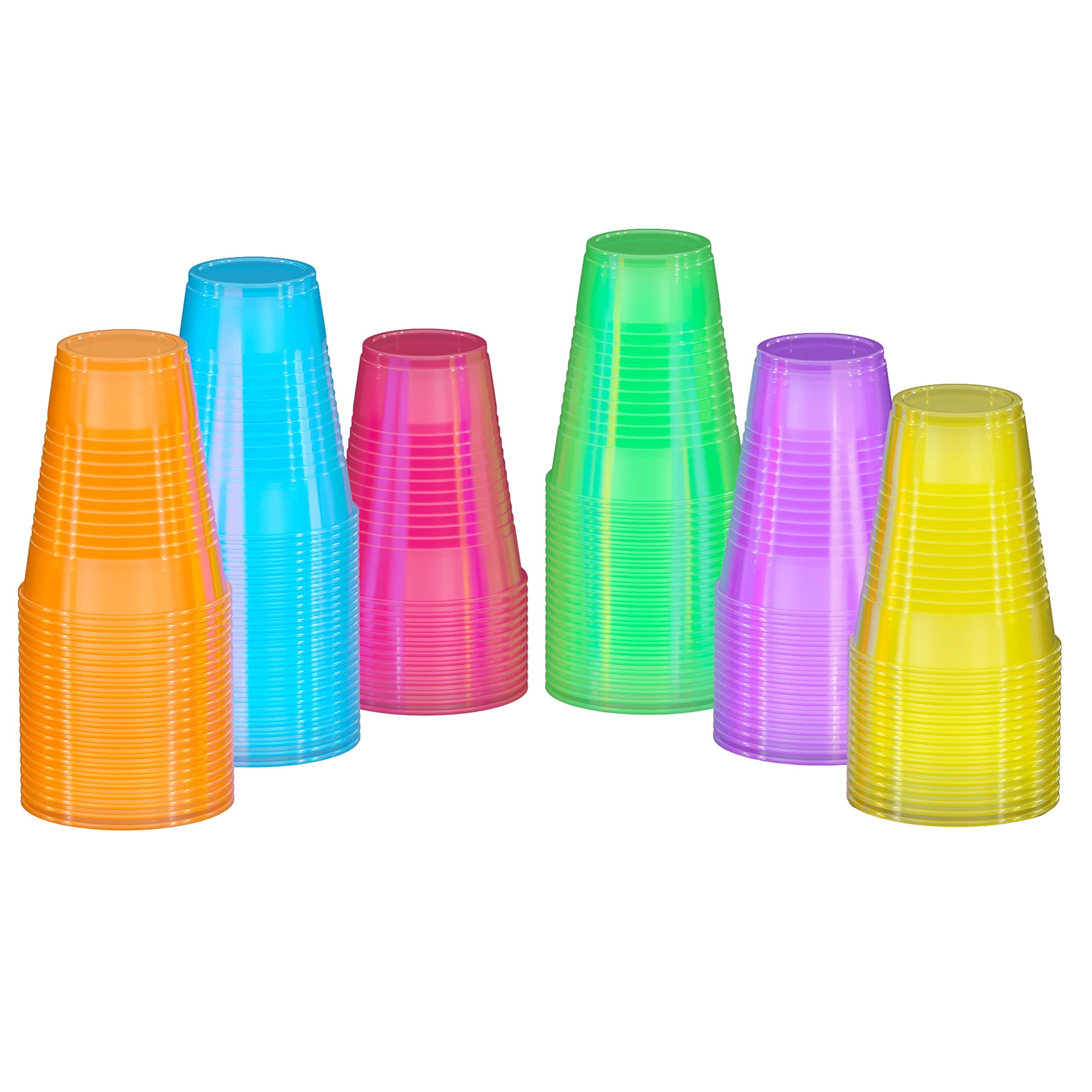 12 Oz. Neon Assorted Color Plastic Cups | 240 Count