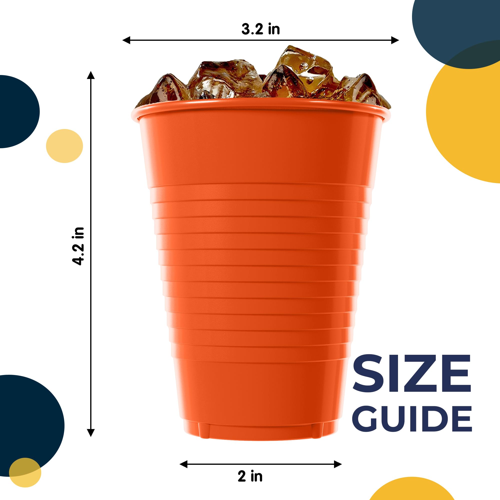 12 Oz. Orange Plastic Cups | 50 Count