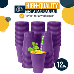 12 Oz. Purple Plastic Cups | 50 Count