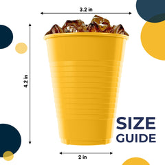 12 Oz. Yellow Plastic Cups | 100 Count