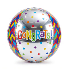 16-Inch Geometric Congrats Orbz Balloon