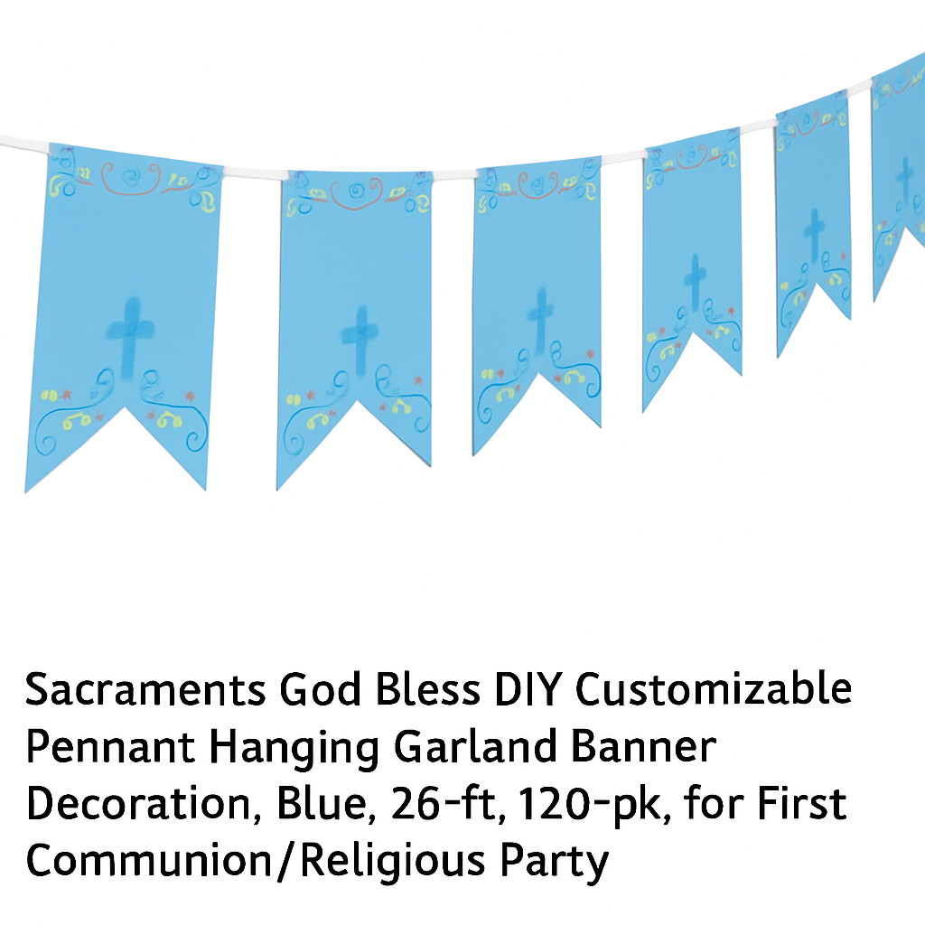 Blue Sacraments Personalized Pennant Banner Kit for First Communion