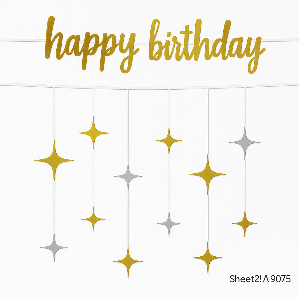 Metallic Gold and Silver Birthday Banner Set