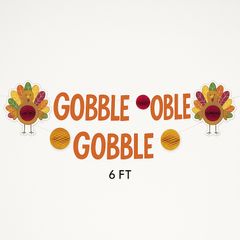 "Gobble Gobble" Thanksgiving Honeycomb Banner - 6 ft