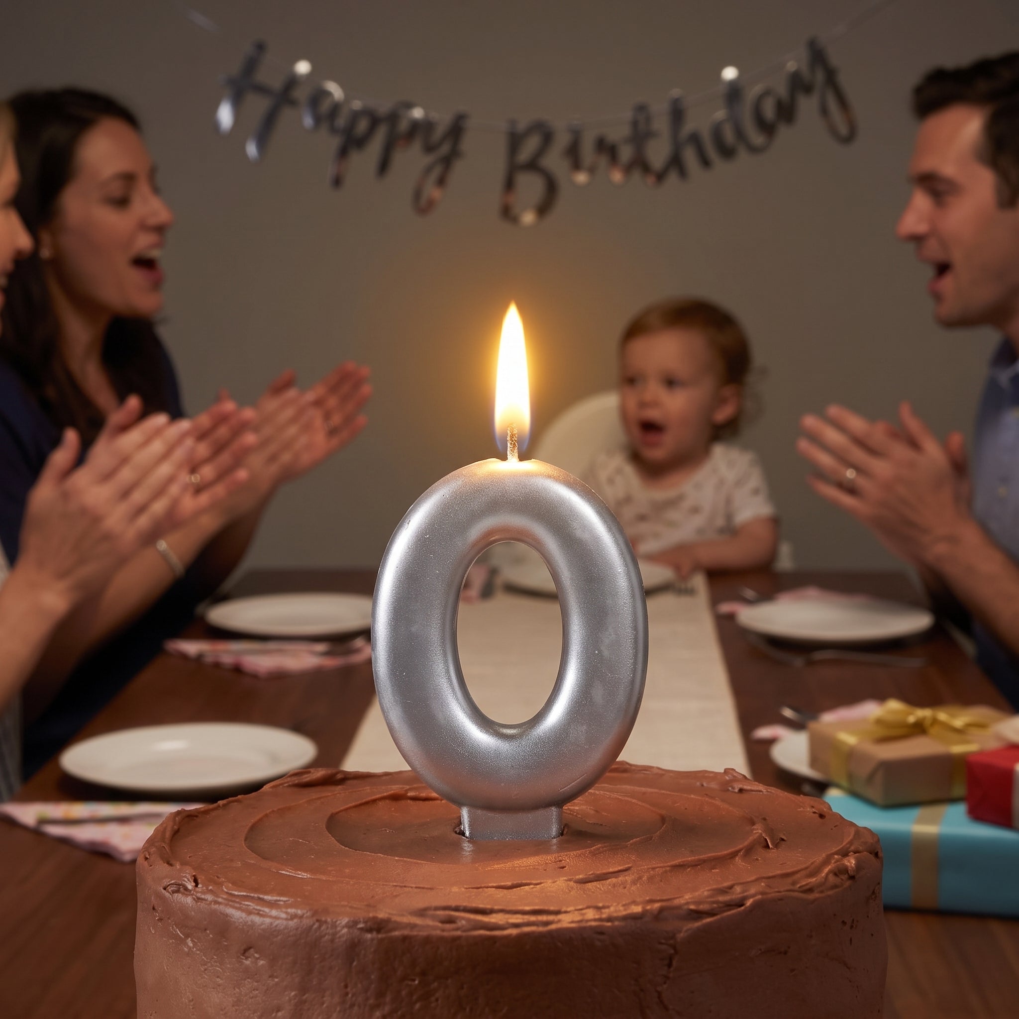 Silver Number 2 Molded Birthday Candle
