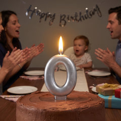 Silver Number 2 Molded Birthday Candle