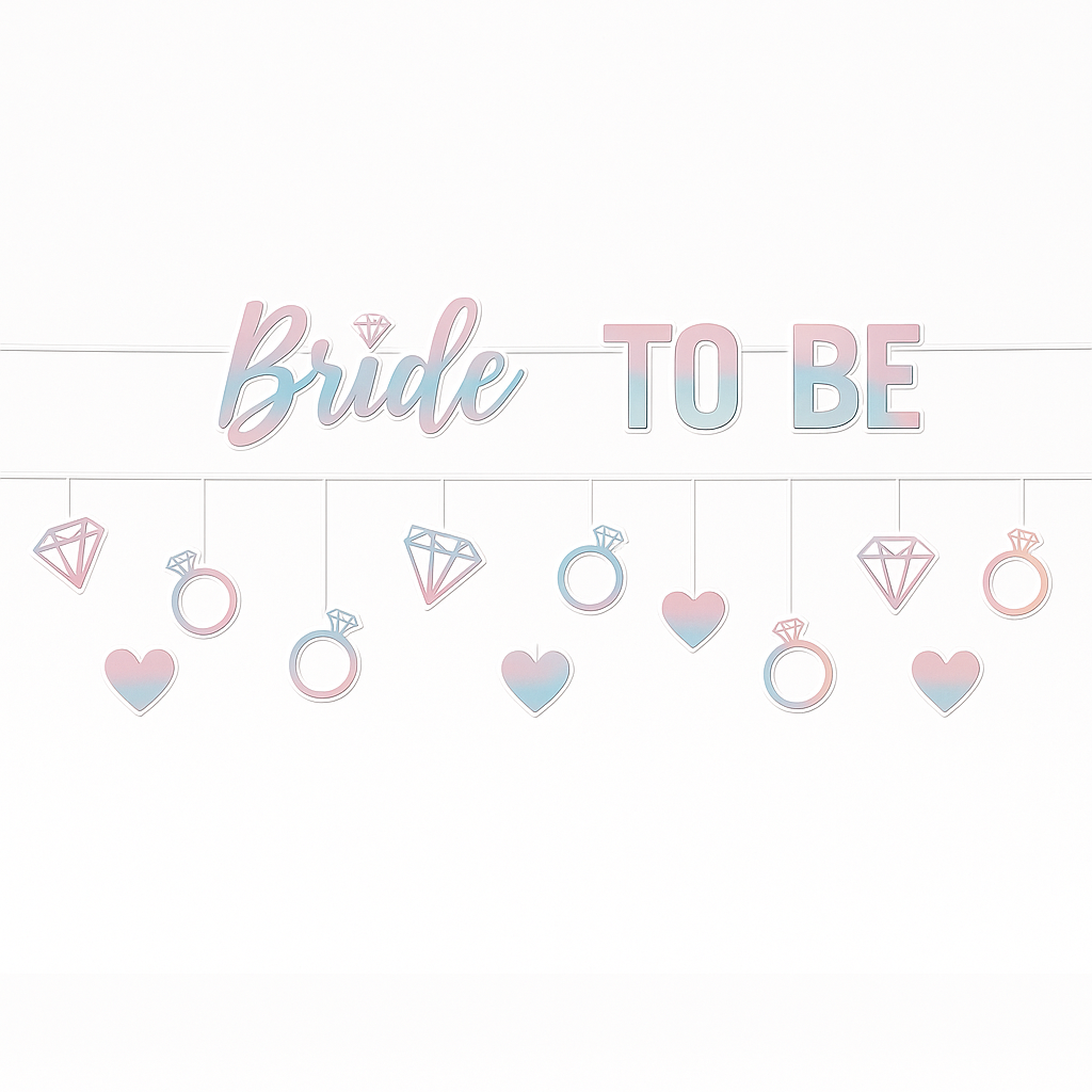 "Bride To Be" Foil Hanging Garland Banner, Pastel 11-ft, 2-Pack