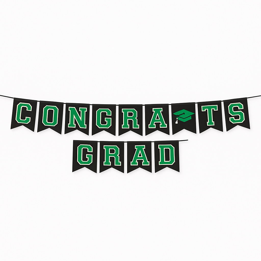 Festive Green Graduation Congrats Banner