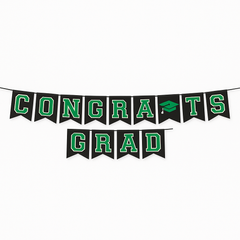 Festive Green Graduation Congrats Banner
