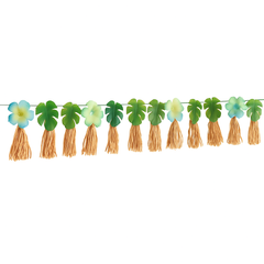 Tropical Beach Life Raffia and Palm Leaves Garland, 10 ft
