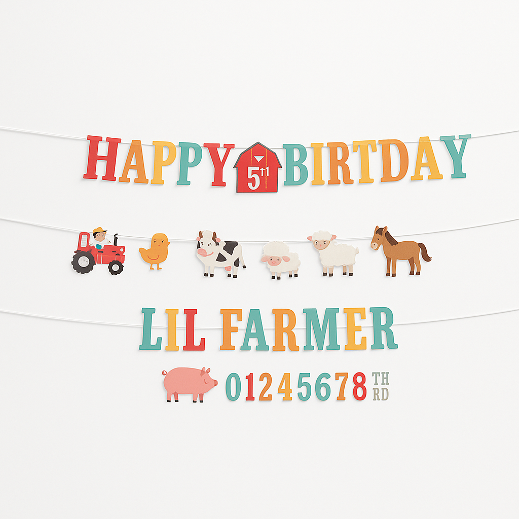 Friendly Farm Customizable Birthday Banner Kit