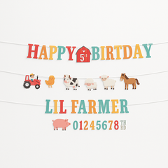 Friendly Farm Customizable Birthday Banner Kit