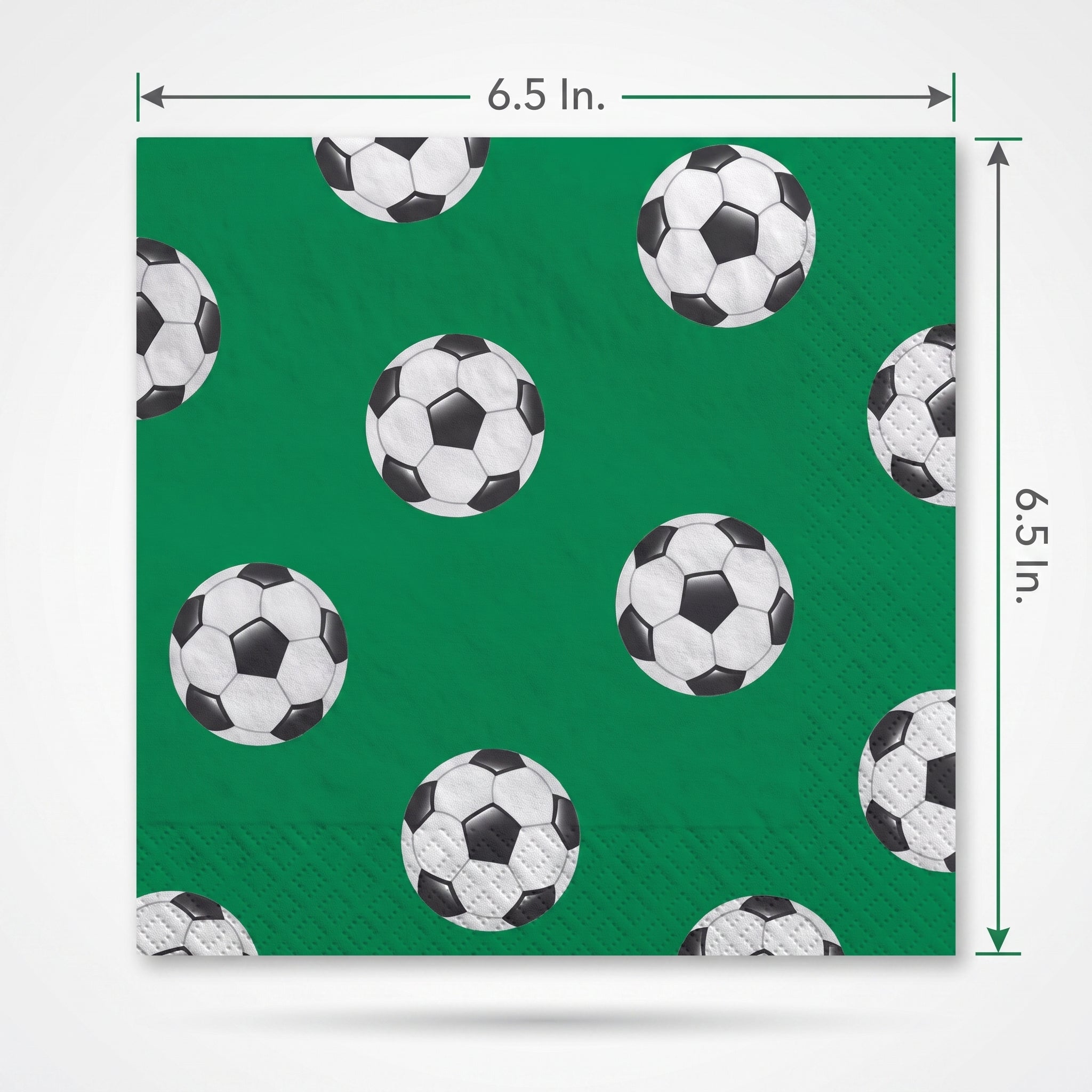Soccer Theme Beverage Napkins - 40 Pack - 6.5 In. X 6.5 In.