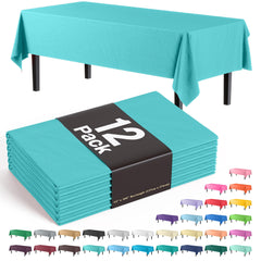 Aqua Blue Plastic Table Covers | 12 Pack