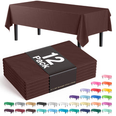 Brown Plastic Table Covers | 12 Pack