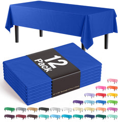 Premium Dark Blue Plastic Table Covers | 12 Pack