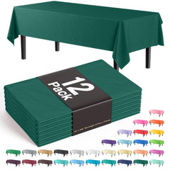 Dark Green Plastic Table Covers | 12 Pack