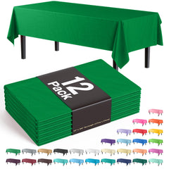 Premium Emerald Green Plastic Table Covers | 12 Pack