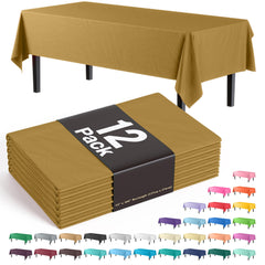 Gold Plastic Table Covers | 12 Pack