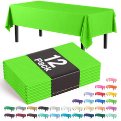 Premium Lime Green Plastic Table Covers | 12 Pack