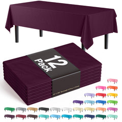 Premium Plum Plastic Table Covers | 12 Pack