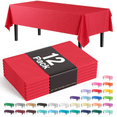 Premium Red Plastic Table Covers | 12 Pack