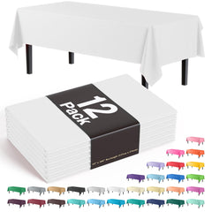 White Plastic Table Covers | 12 Pack