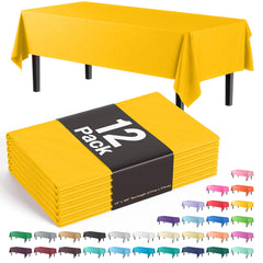 Premium Yellow Plastic Table Covers | 12 Pack