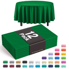 Round Emerald Green Plastic Table Covers | 12 Pack