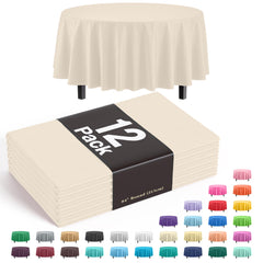 Premium Round Ivory Plastic Table Covers | 12 Pack