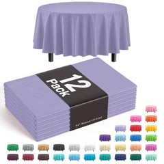 Premium Round Lavender Plastic Table Covers | 12 Pack