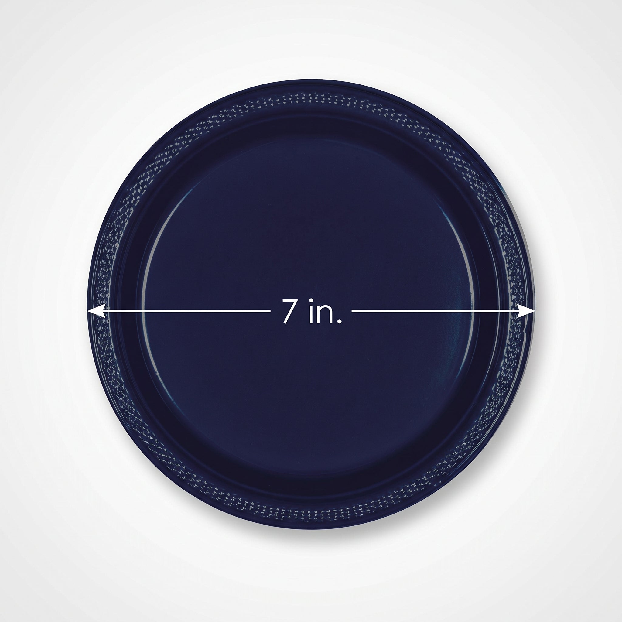 True Navy 7" Round Plastic Dessert Plates - 20 Pack