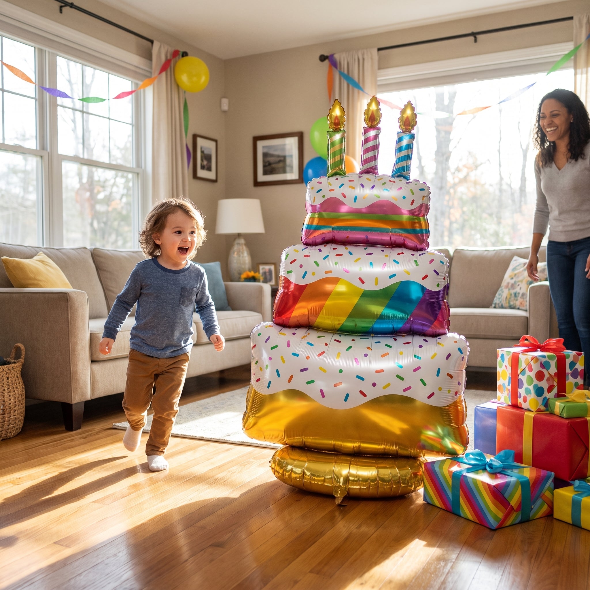 Colorful Birthday Cake Stacked Balloon AirWalker