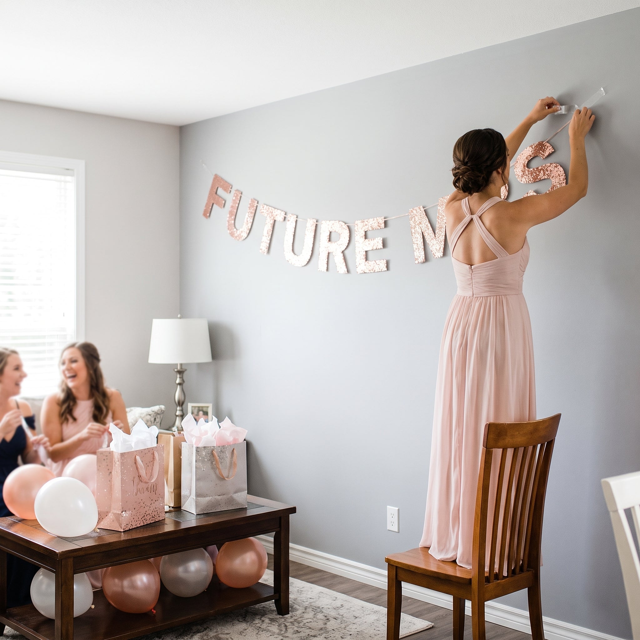 "Future Mrs." Sequin Banner Decoration, Rose Gold