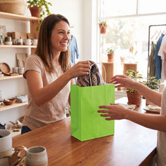 Kiwi Green Kraft Paper Gift Bags - Value Pack