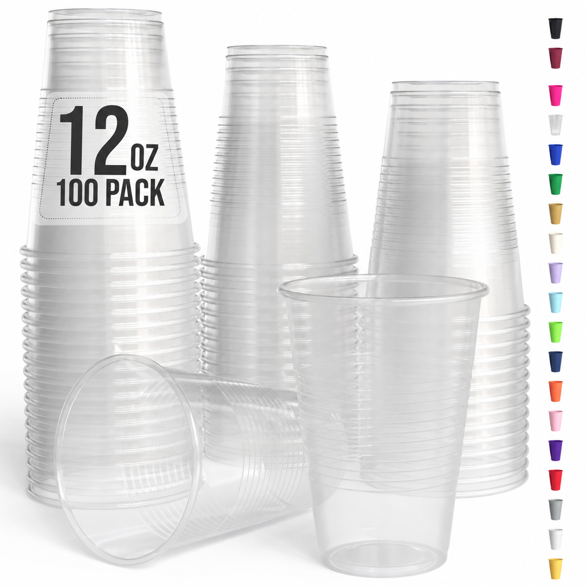 12 Oz. Clear Plastic Cups | 100 Count