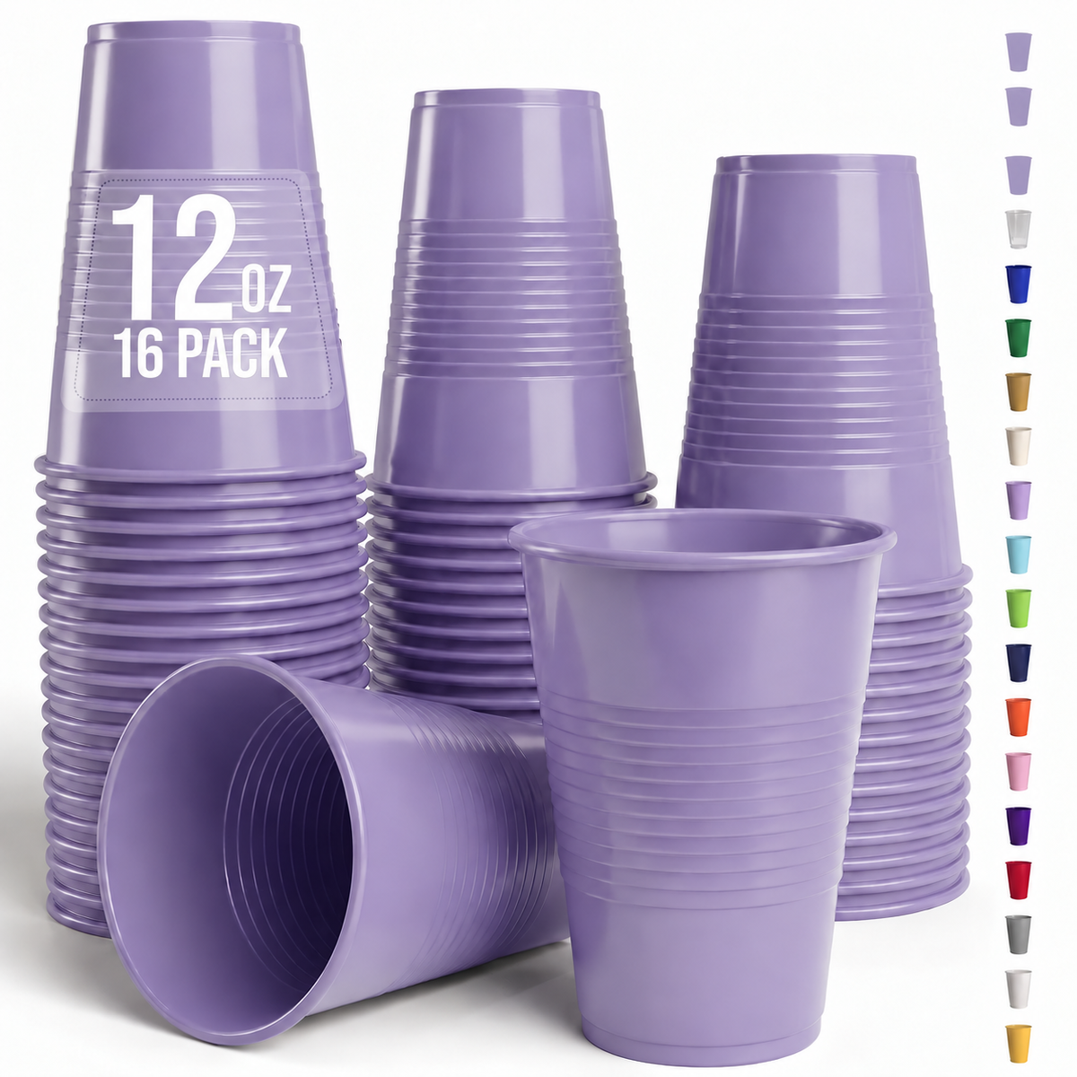 12 Oz. Lavender Plastic Cups | 16 Count