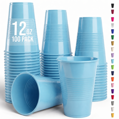 12 Oz. Light Blue Plastic Cups | 100 Count