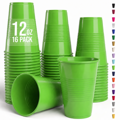 12 Oz. Lime Green Plastic Cups | 16 Count