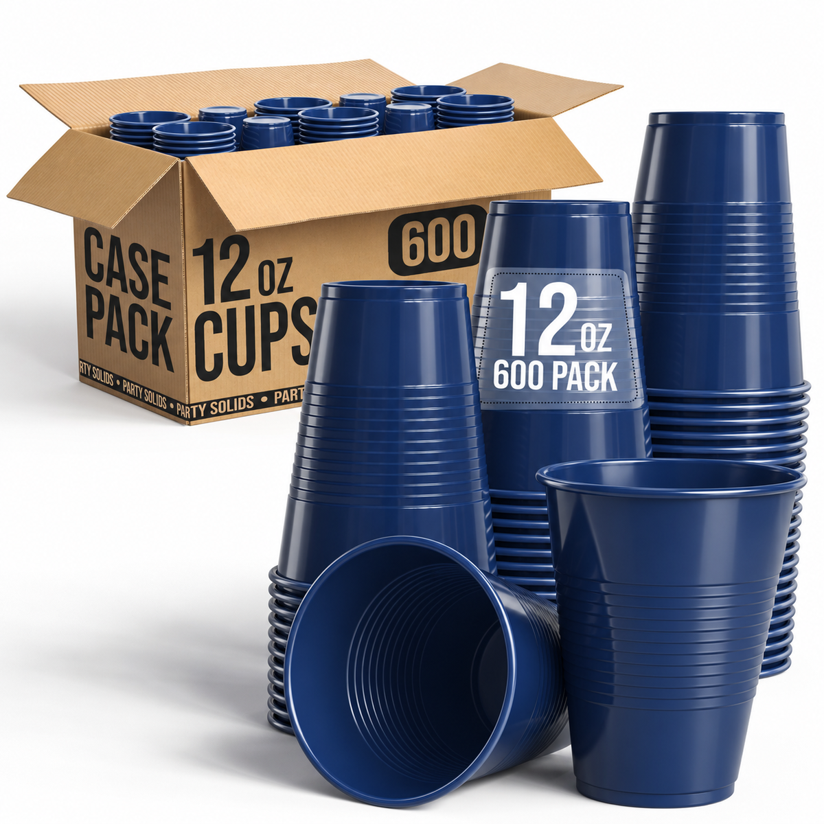 12 Oz. Navy Plastic Cups | Case of 600