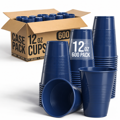 12 Oz. Navy Plastic Cups | Case of 600