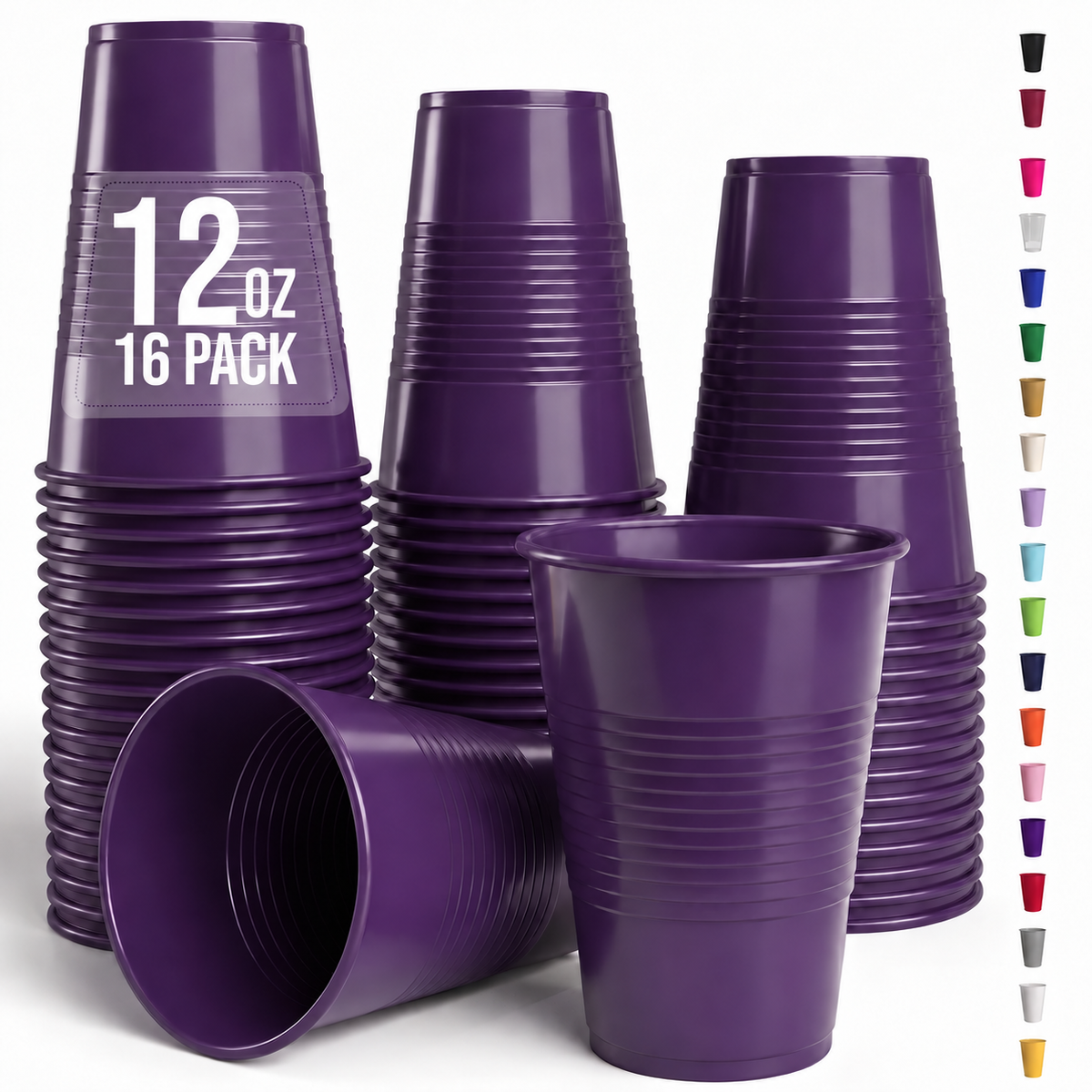 12 Oz. Purple Plastic Cups | 16 Count