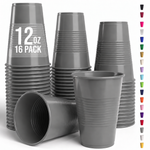 12 Oz. Silver Plastic Cups | 16 Count