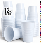12 Oz. White Plastic Cups | 16 Count
