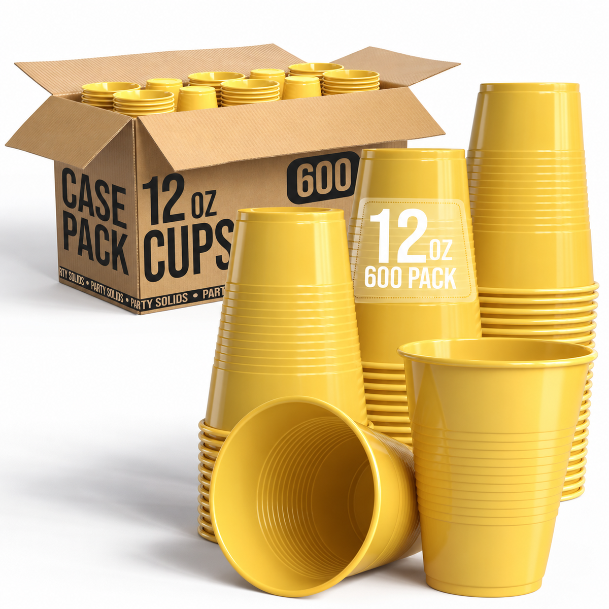 12 Oz. Yellow Plastic Cups | Case of 600